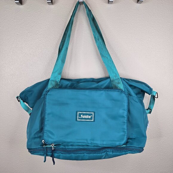 The Foldie Unisex Foldable Travel Duffle Bag Tote Teal - Picture 1 of 8